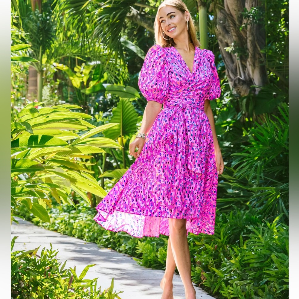 NWT Lilly Pulitzer Juney Midi Dress in Wild Fuchsia Spotted in Love
